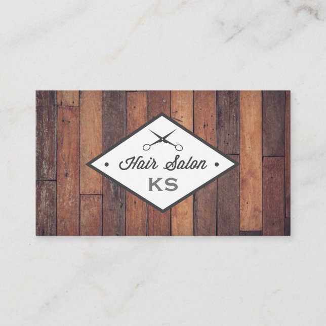 Holzplatte | Hair Stylist | Salon Visitenkarte (Vorderseite)