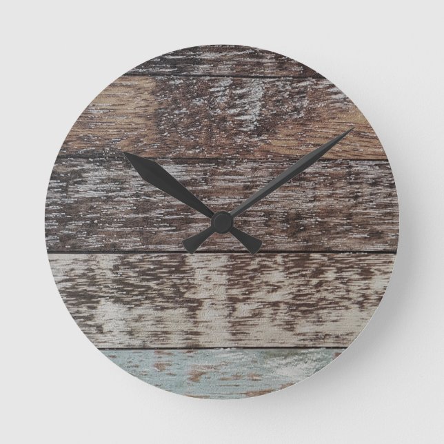 Holzplatte | Rustikal Runde Wanduhr (Vorderseite)