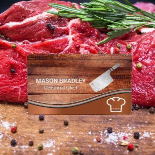 Holzplatten   Koch Hat und Knife Visitenkarte