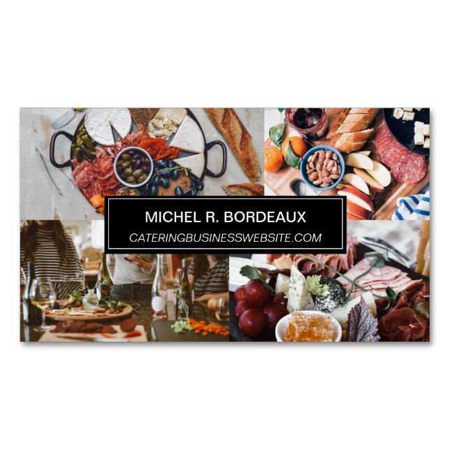 Holzplatter Foto Collage Grazing Catering Magnetische Visitenkarte (Vorderseite)