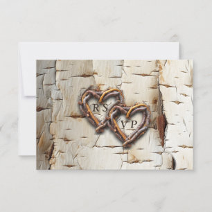 Holzrahmen in Herzform aus Zweigen der Weißen Birk RSVP Karte