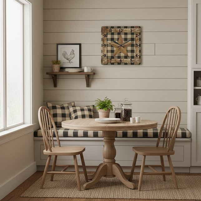 Holzrahmen und Stern Quadratische Wanduhr (Von Creator hochgeladen)