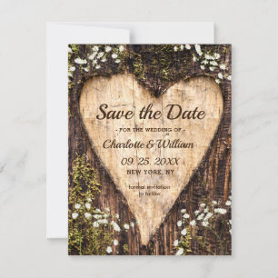 Holzrinden-Babys Atem Herz Rustikale Hochzeit Save The Date