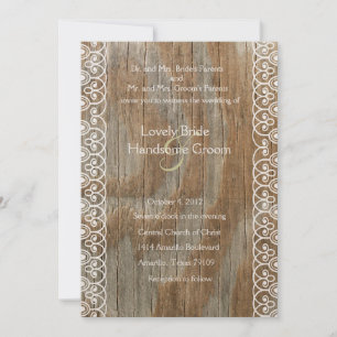 Holzrings Shabby Hochzeit Einladung