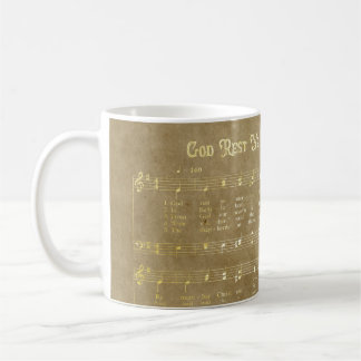 Holzschatulle mit Vintage-Weihnachtsnoten Kaffeetasse