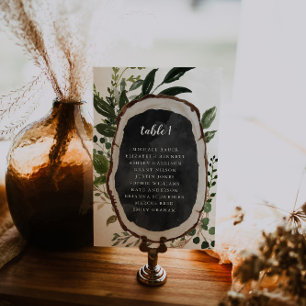 Holzscheibe Boho Botanische Tischplatzkarte Tischnummer