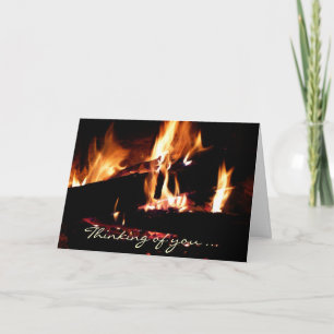 Holzscheite im Kamin Warme Feuer Fotografie Karte