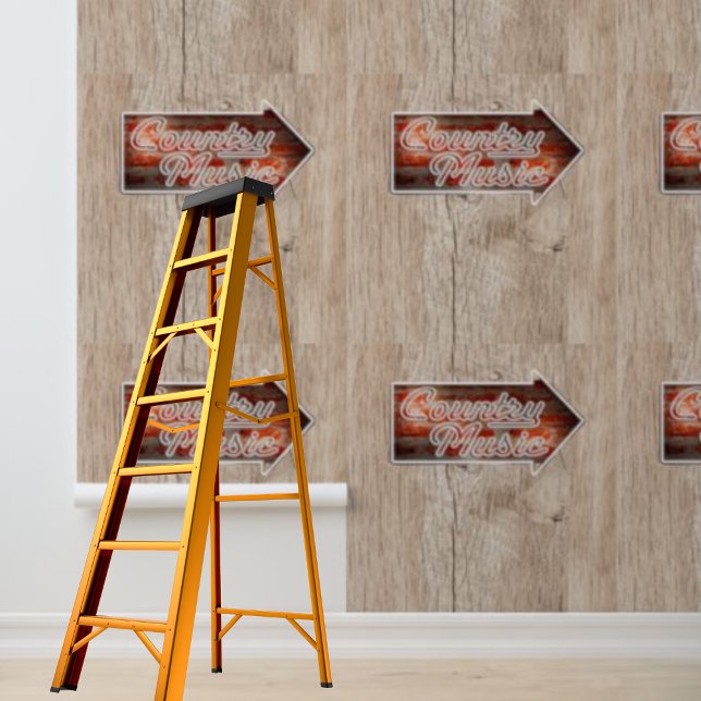 Holzschild "Peel and Stick Country" Tapete (Peel and Stick country music wood sign Wallpaper)