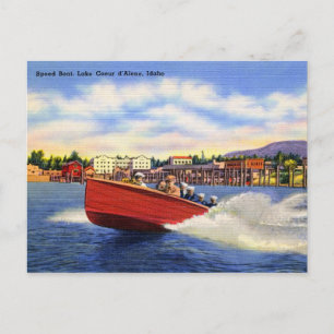 Holzschnellboot am Coeur d'Alene-See, Idaho Postkarte
