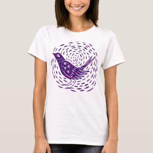 Holzschnitt-Kunst-Vogel-T - Shirt Lino