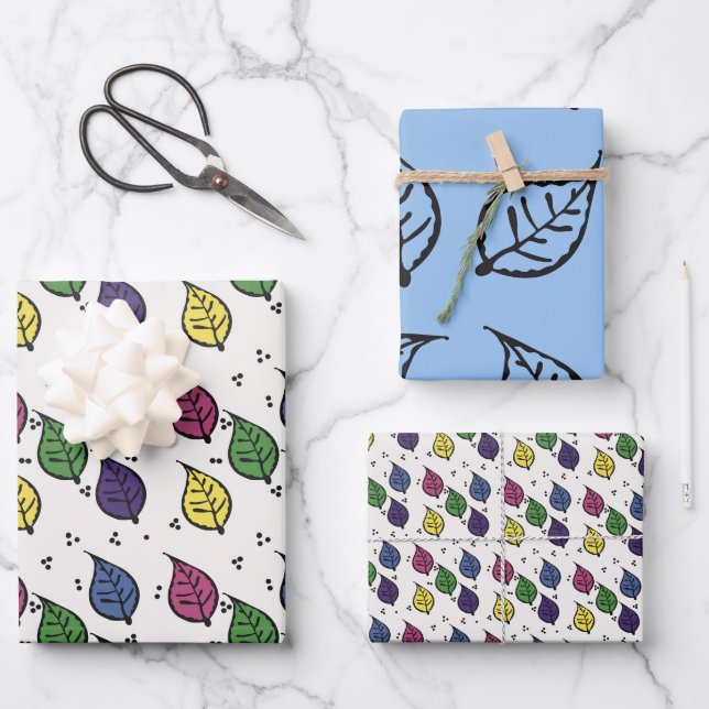 Holzschnitt-Muster Geschenkpapier Set (Vorderseite)