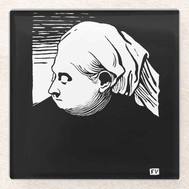 Holzschnitt-Portrait von Königin Victoria Glasuntersetzer (Vorderseite)