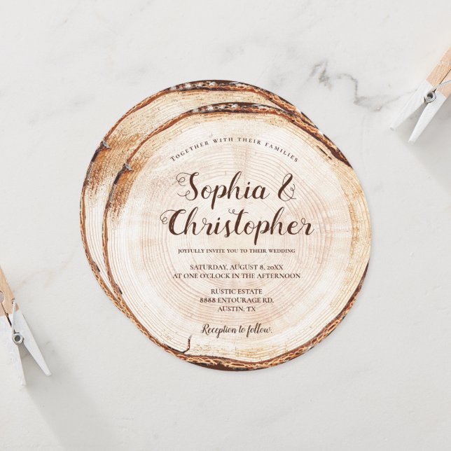 Holzschnitt-Schriftzeichen Rustikale Hochzeit Einladung (Vorderseite/Rückseite Beispiel)