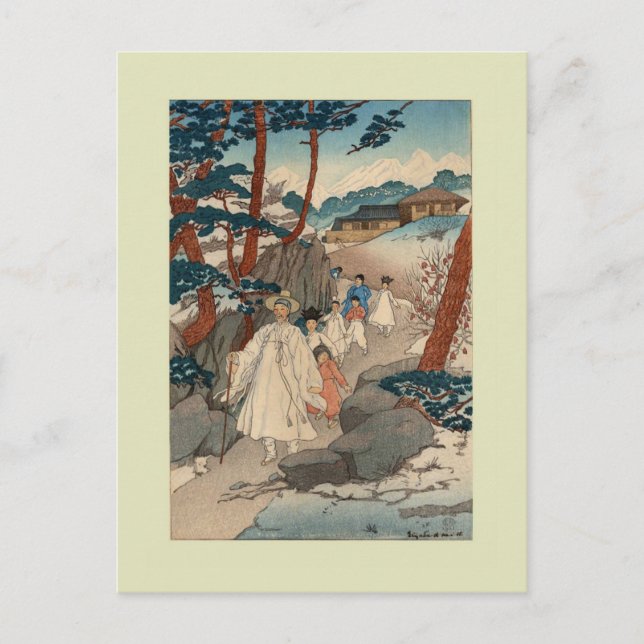 Holzschnitt von Elizabeth Keith Postkarte (Vorderseite)