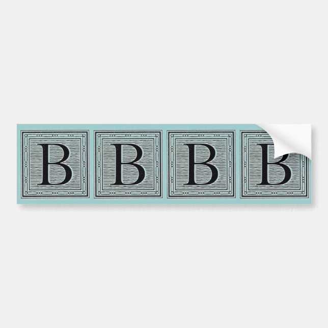 Holzschnitt Woodblock Initiale der Holztype-"B" Autoaufkleber (Vorne)