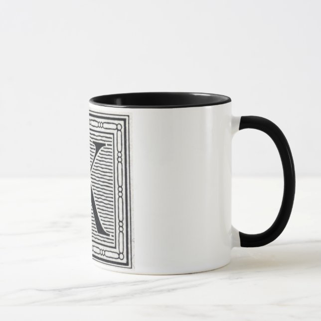 Holzschnitt Woodblock Initiale der Holztype-"K" Tasse (Rechts)