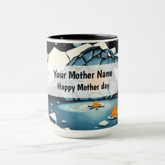Holzschnitt Zerschmettertes Eis Lagerfeuer Umarmun Tasse