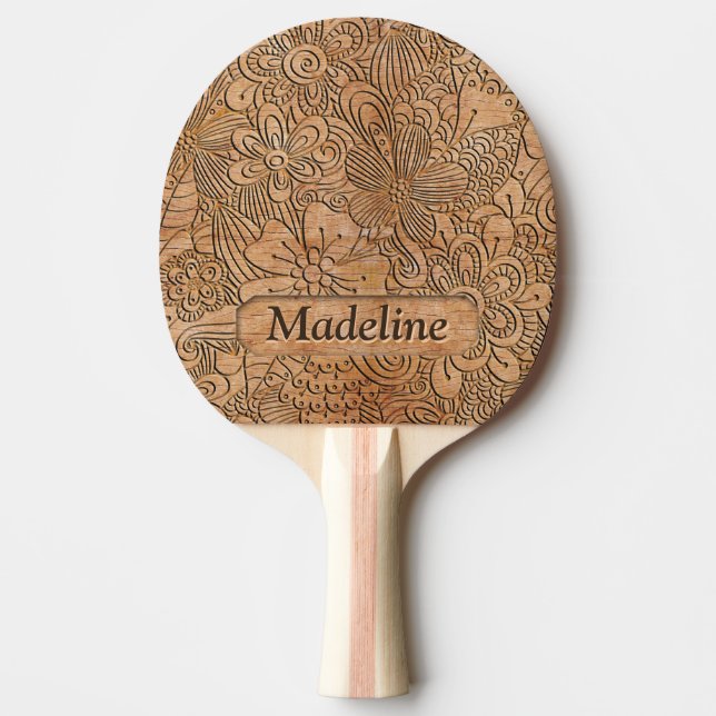 Holzschnitzel Personalisiert Tischtennis Schläger (Vorderseite)