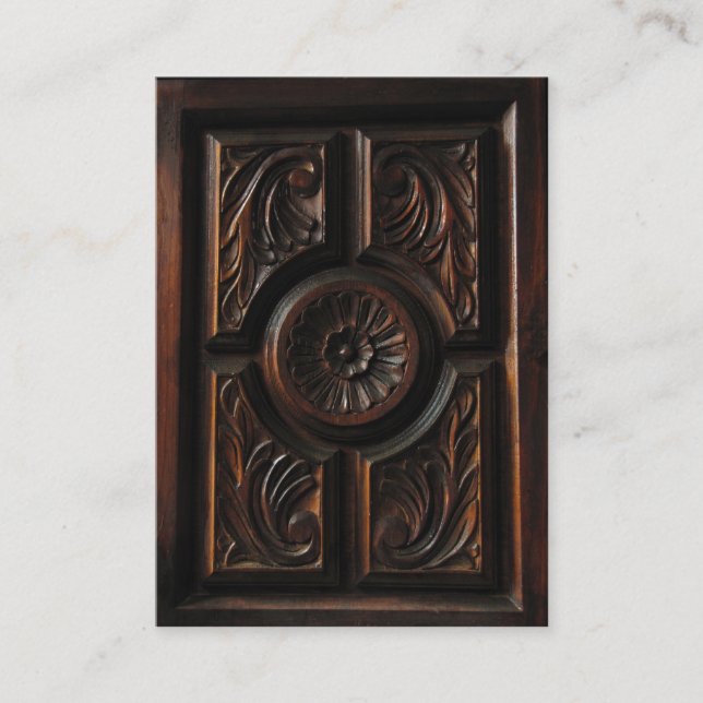 Holzschnitzerei Visitenkarte (Vorderseite)