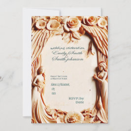 Holzschnitzereien Hochzeitskarte, modern Einladung
