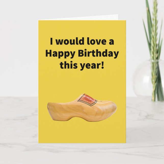 Holzschuh - Happy Birthday Karte (Vorderseite)