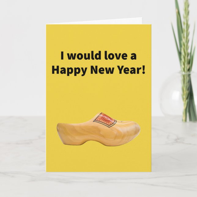 Holzschuh - Happy New Year Karte (Vorderseite)
