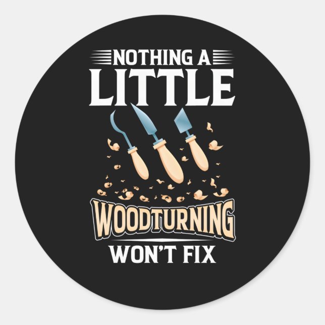 Holzschuhwerkzeuge Sandpaper Chisel Holz Runder Aufkleber (Vorderseite)