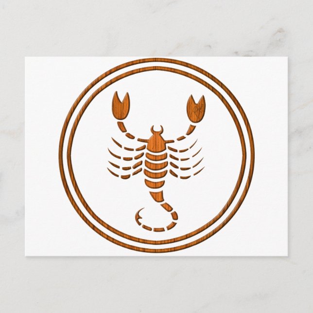 Holzskorpio Zodiac Skorpion Astrologie Zeichen Postkarte (Vorderseite)