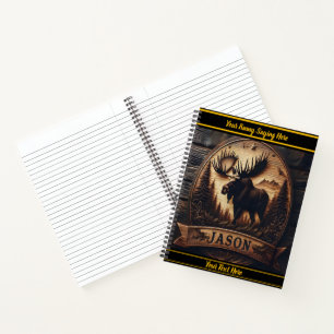 Holzskulptur Elch aus dunklem Holz Notizbuch