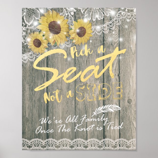 Holzsonnenblume wählen einen Platz, kein Hochzeits Poster (Vorne)