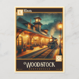Holzstock, Illinois   VINTAG Postkarte