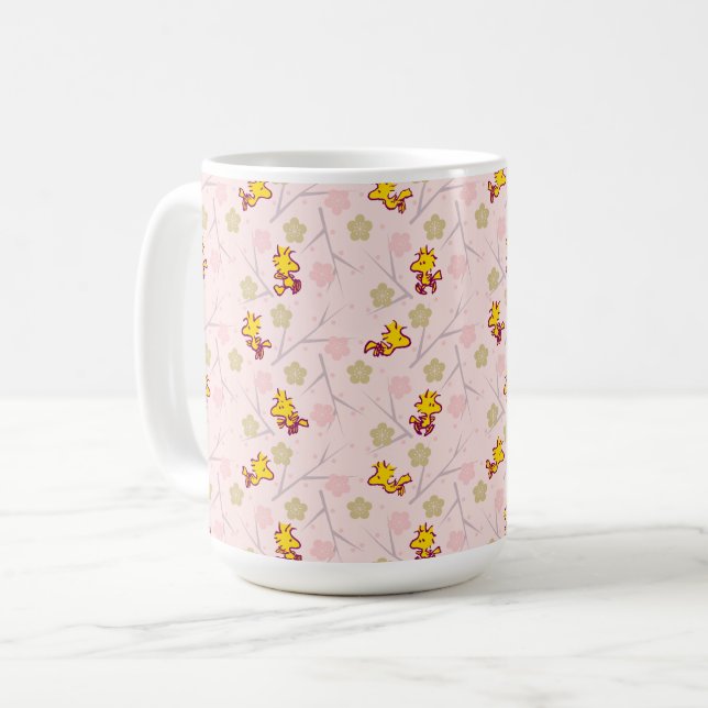 Holzstock-Pink-Kirschblossom-Muster Kaffeetasse (Vorderseite Links)