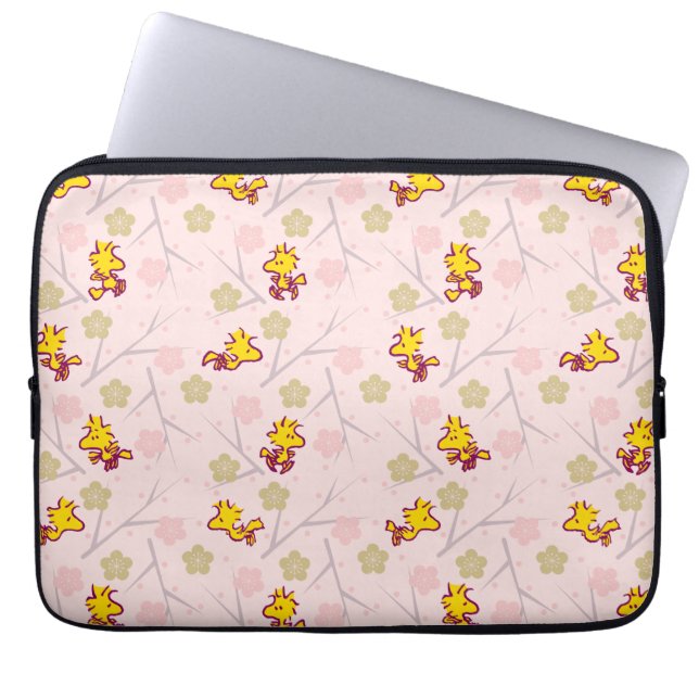 Holzstock-Pink-Kirschblossom-Muster Laptopschutzhülle (Vorderseite)