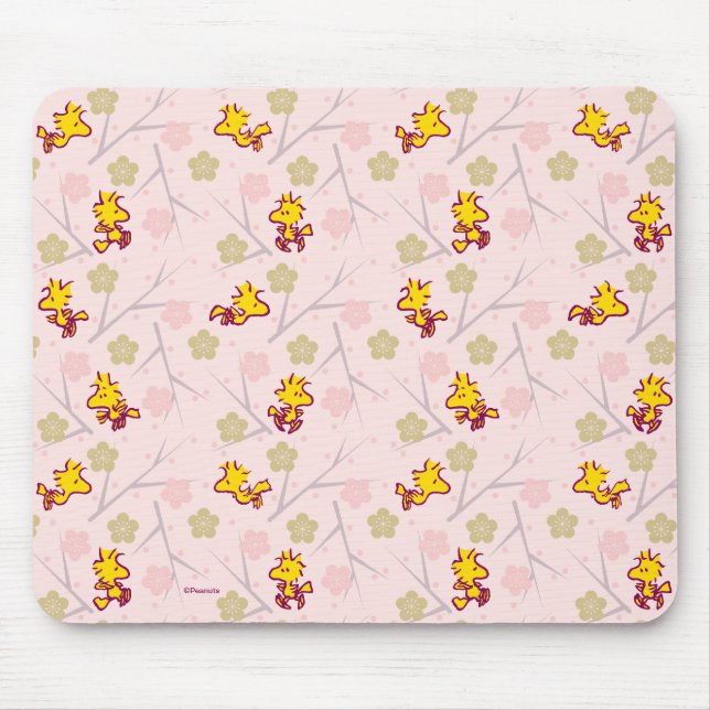 Holzstock-Pink-Kirschblossom-Muster Mousepad (Vorne)