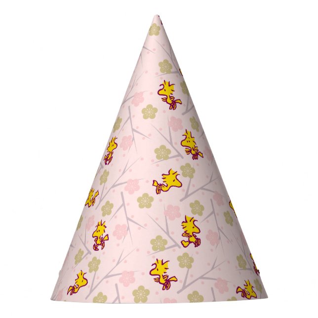 Holzstock-Pink-Kirschblossom-Muster Partyhütchen (Vorderseite)