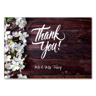 Holztextur White Floral Hochzeit Danke Karten