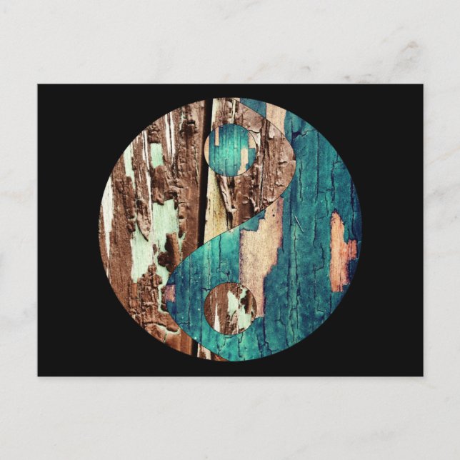 Holztextur Yin Yang Postcarde Postkarte (Vorderseite)
