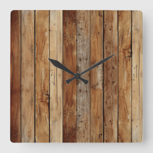 Holztexturuhr Quadratische Wanduhr