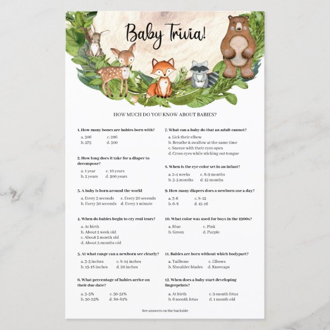Holztiere Holzschnitzgrün Baby Trivia (Vorderseite)