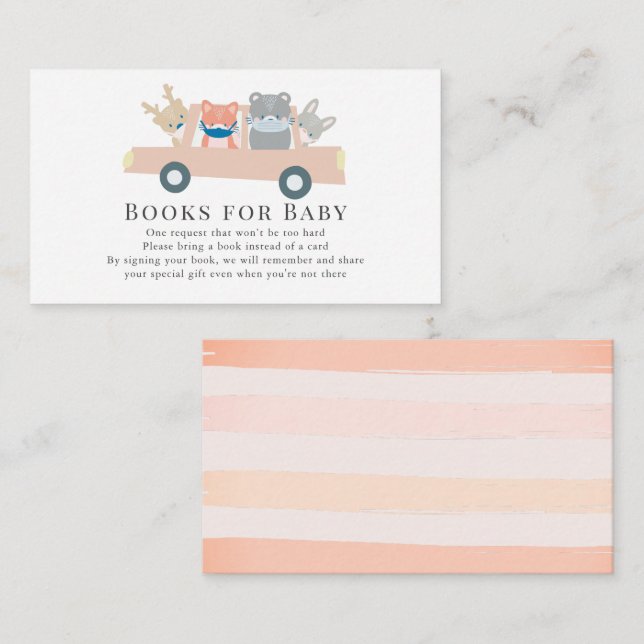 Holztiere Pink Car Book Request Begleitkarte (Vorne/Hinten)