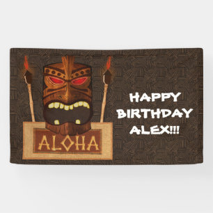 Holztiki Maske Vintag Retro ALOHA Hawaii Banner
