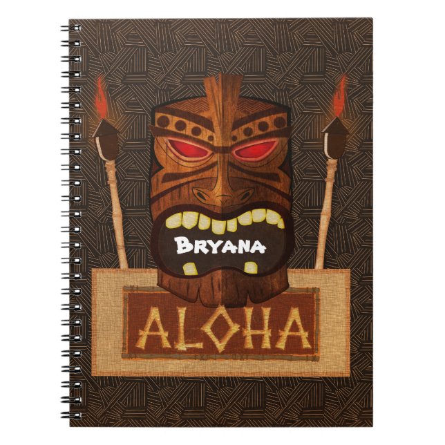 Holztiki Maske Vintag Retro ALOHA Hawaii Notizblock (Vorderseite)