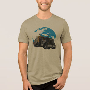 Holztransport-LKW-Holztransport Globale Logistik Tri-Blend Shirt