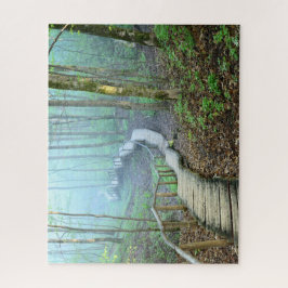 Holztreppen durch den Wald