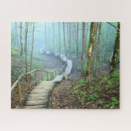 Holztreppen durch den Wald