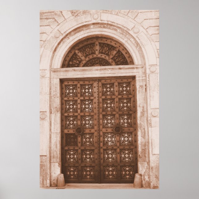 Holztüren in der Altstadt von Barcelona, Spanien Poster (Vorne)