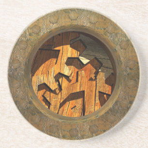 Holzuhr Getränkeuntersetzer