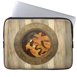 Holzuhr Laptopschutzhülle