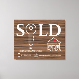 Holzvene Real Anwesen Sold Sign Leinwanddruck