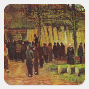 Holzverkauf von Vincent van Gogh Quadratischer Aufkleber